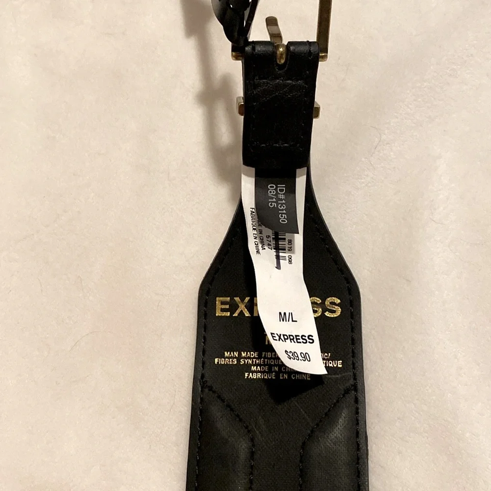 Women's‎ Black Leather Stretch Belt Size M/L